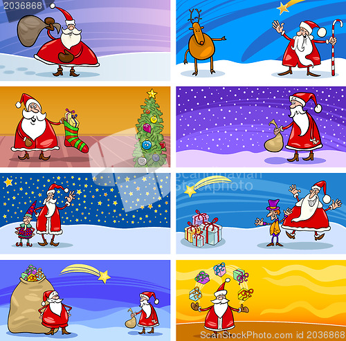 Image of Cartoon Greeting Cards with Santa Claus