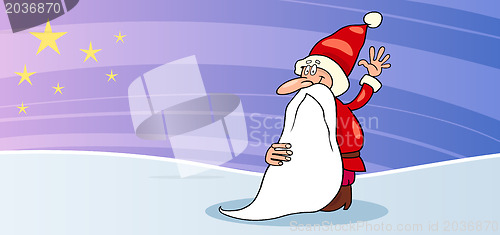 Image of Santa Claus with star cartoon card