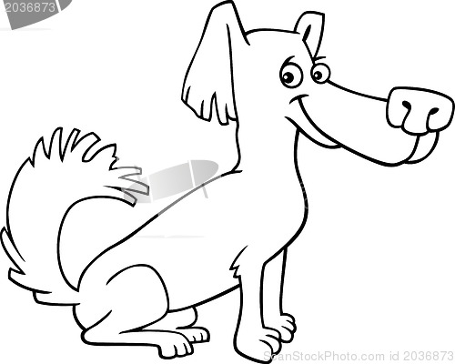 Image of little shaggy dog cartoon for coloring book