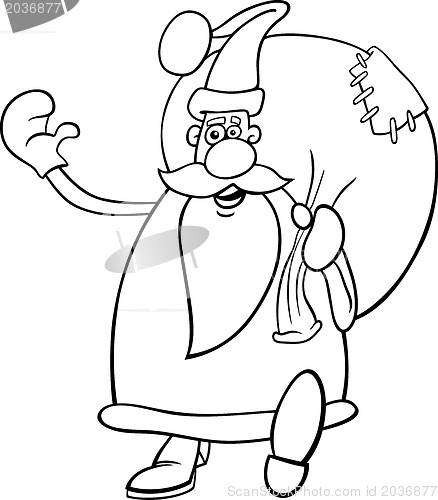 Image of santa claus cartoon for coloring book