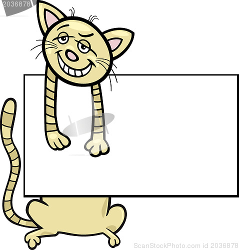 Image of cartoon cat with board or card
