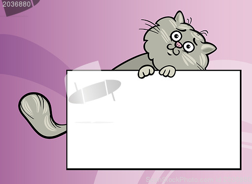 Image of cartoon cat with board or card
