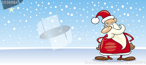 Image of Santa Claus with star cartoon card