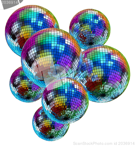 Image of Colorful mirror disco balls