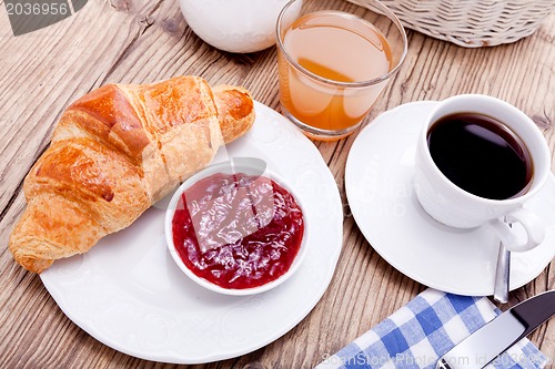 Image of healthy french breakfast coffee croissant