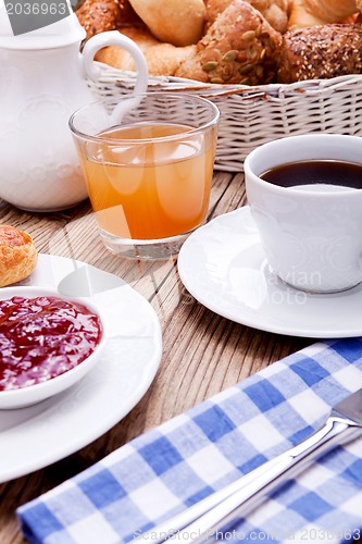 Image of healthy french breakfast coffee croissant