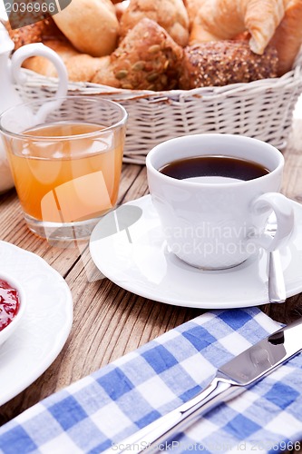 Image of healthy french breakfast coffee croissant