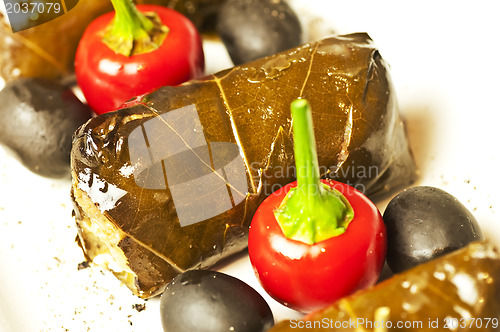 Image of greek appetizer filled vine leaves