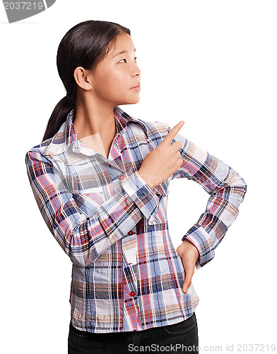 Image of Asian Girl With Pointing Finger