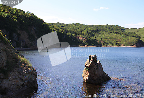 Image of Rocky beach on the bank of island "Putjatin". Russia