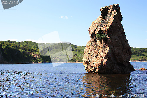 Image of Rocky beach on the bank of island "Putjatin". Russia