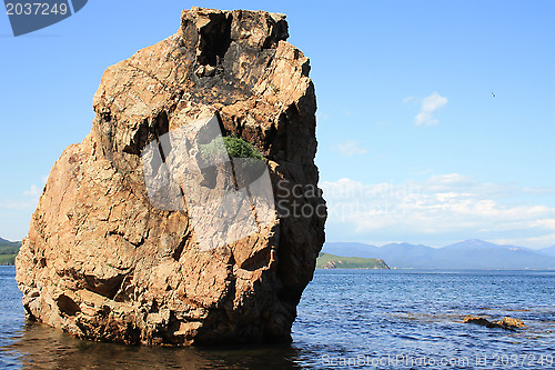 Image of Rocky beach on the bank of island "Putjatin". Russia