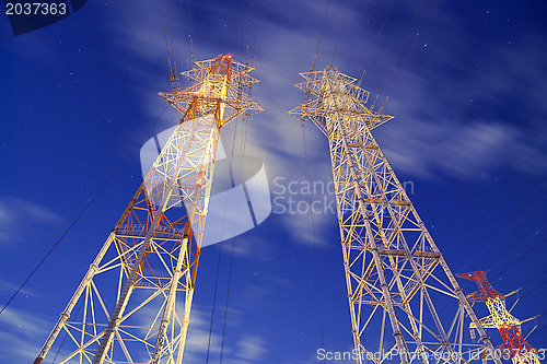 Image of night pylons