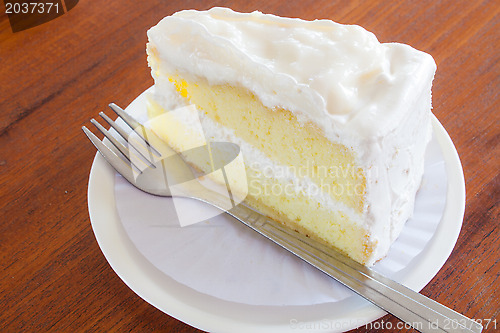 Image of A piece of young coconut cake