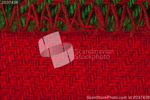 Image of Handmade knit green and red background