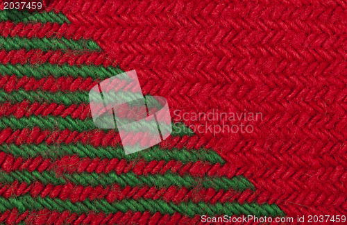 Image of Handmade knit green and red background