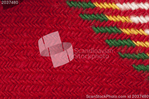 Image of Handmade knit green and red background