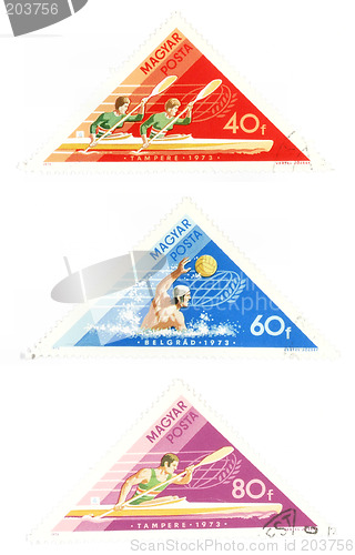 Image of Obsolete post stamps with water sports