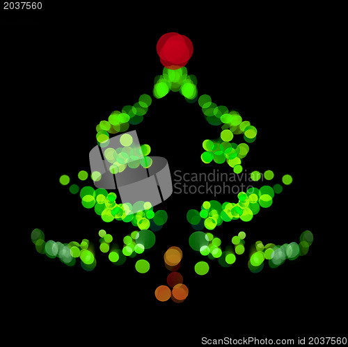 Image of Christmas tree made ??of bokeh lights