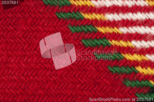 Image of Handmade knit green and red background