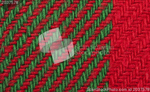 Image of Handmade knit green and red background