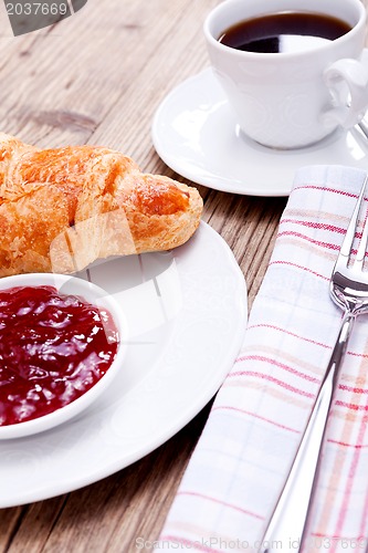 Image of healthy french breakfast coffee croissant