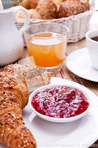 Image of healthy french breakfast coffee croissant