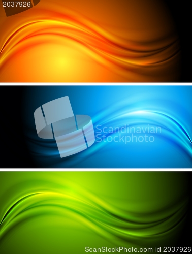 Image of Set of wavy banners