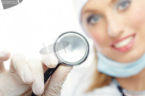 Image of Stethoscope and medicine