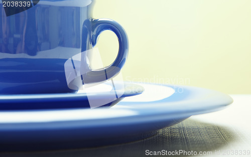 Image of Blue teacup and plate