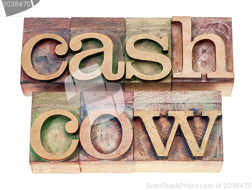 Image of cash cow in wood type