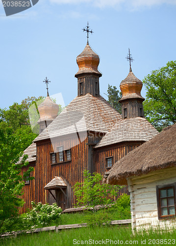 Image of Old wooden Church. Ukraine Pirogovo