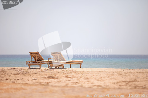 Image of Bamboo loungers on the beach