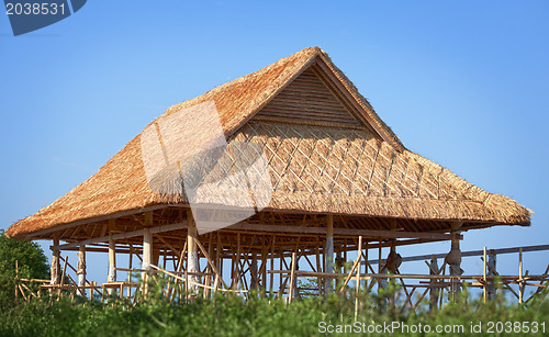 Image of Bamboo roof under construction