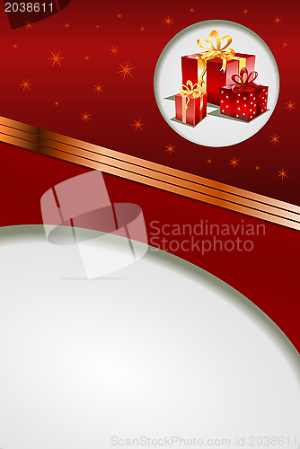 Image of Christmas gift on red background. Illustration