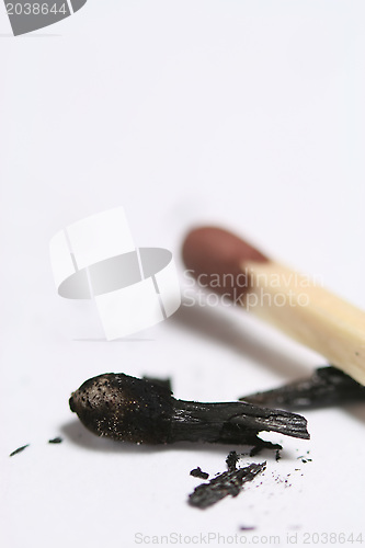 Image of Wooden matches on white background