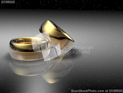 Image of Two wedding ring on a night sky background