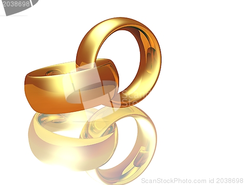 Image of Two wedding ring on a white background