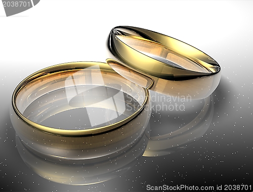 Image of Two wedding ring on a night sky background