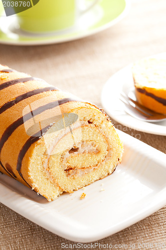 Image of sweet sponge roll dessert