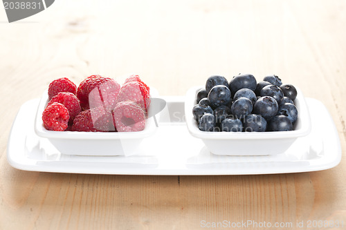 Image of blueberries and raspberries in bowl