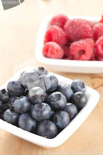 Image of blueberries and raspberries in bowl