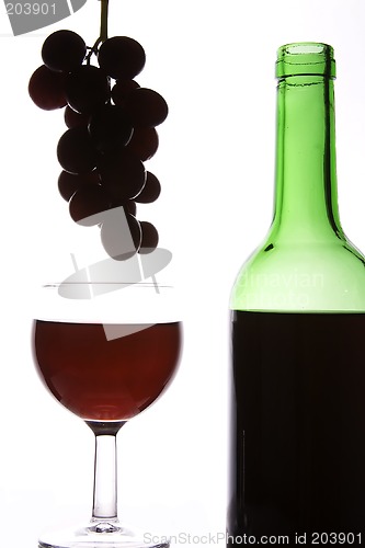 Image of Red Wine With Grapes