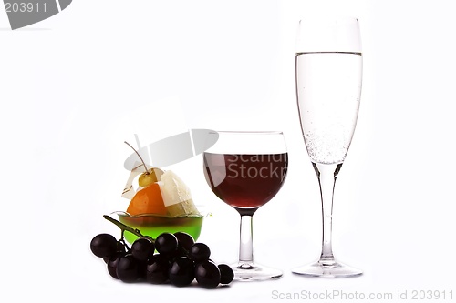 Image of Wine With Grapes And Dessert