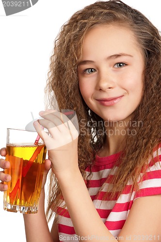 Image of Girl with apple juice