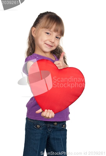 Image of Little girl with red heart