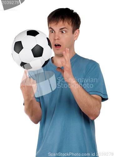 Image of Man with classic soccer ball