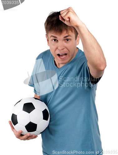 Image of Man with classic soccer ball