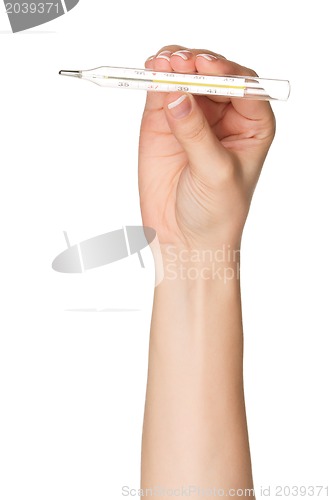 Image of Hand with thermometer