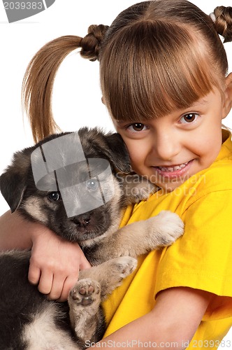 Image of Girl with puppy